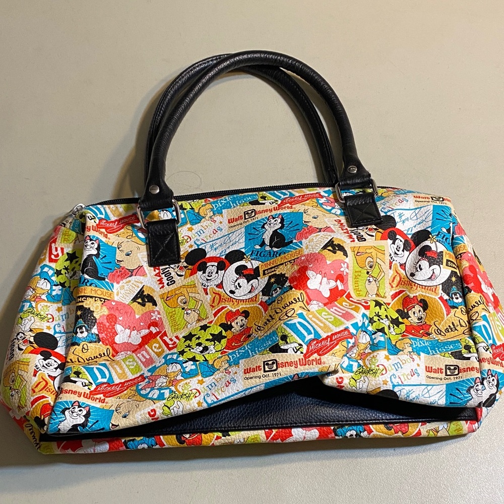Disney Multicolor Cartoon Patchwork Tote with Black Trim - Picture 2 of 5